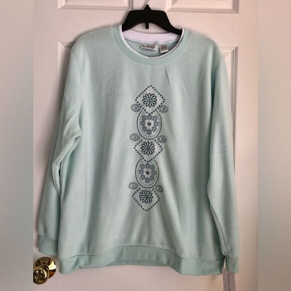 Madison Taylor Women's Sweatshirt Plus Size 2X Crew Neck Pullover Green (Aqua) - Picture 1 of 8